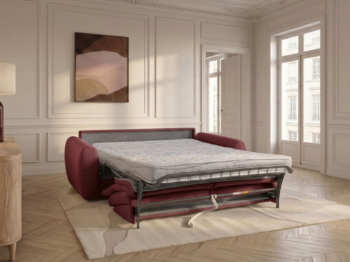Bobochic Minorque Schlafsofa 2,5-Sitzer Chenille Rot, Liegefläche 140 × 200 cm