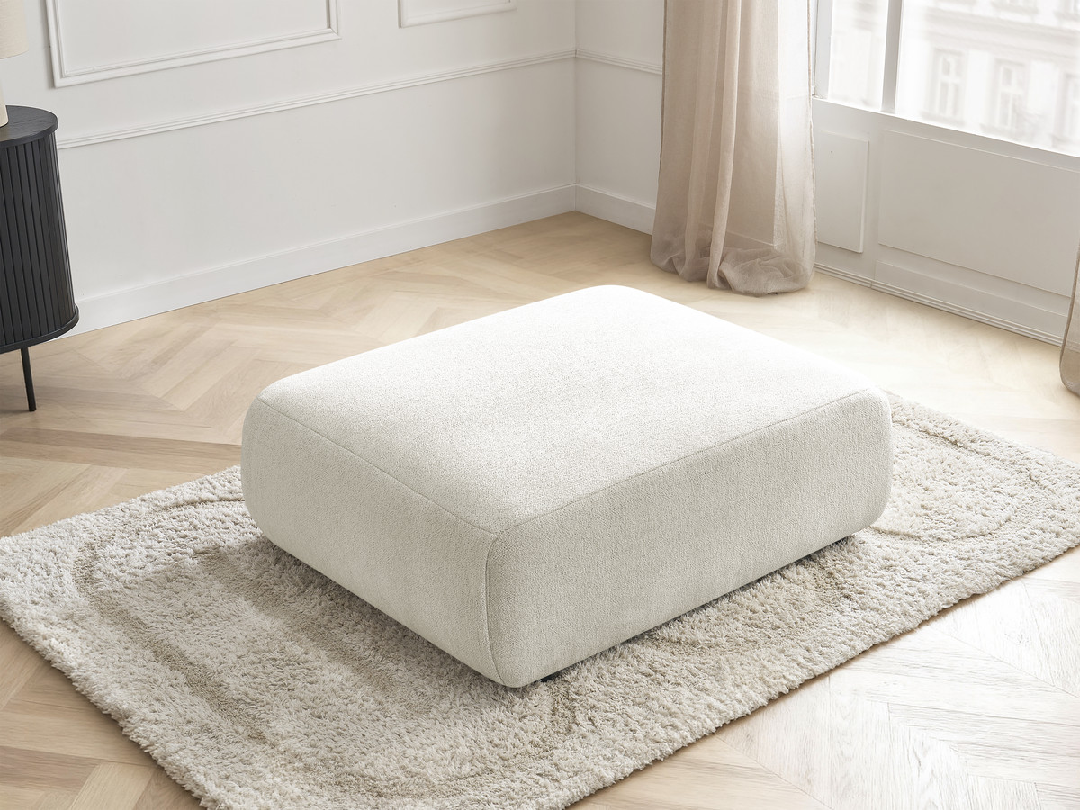 Bobochic Jana Pouf 94 × 114 cm Melange-Stoff Weiß