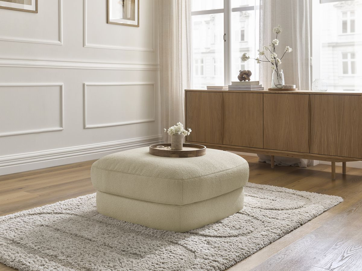Bobochic Leonore Pouf Bouclé-Stoff Beige
