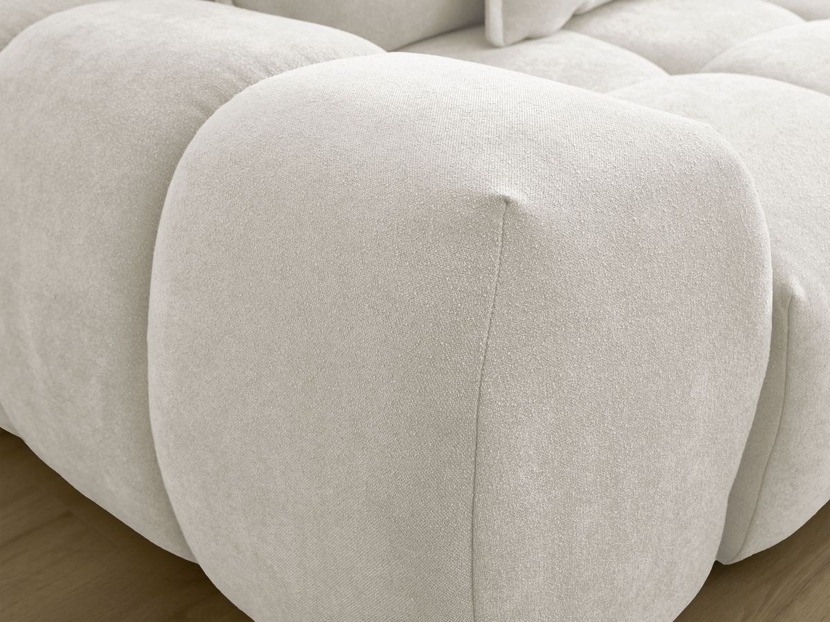 Bobochic Everest Schlafsofa 3-Sitzer mit Bettkasten, 5 Kissen Strukturstoff Weiß