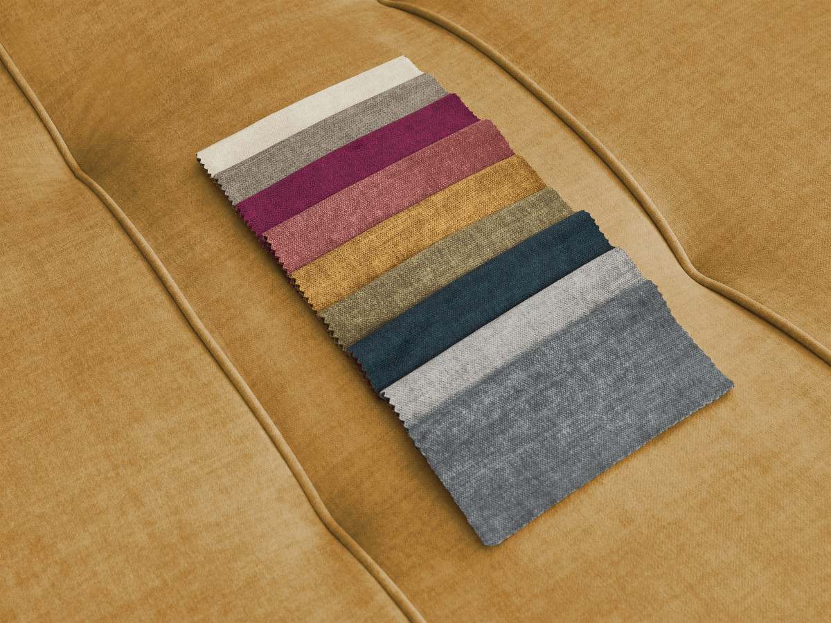 Bobochic Arsene Wohnlandschaft mit Pouf Samt Gelb Ecke links