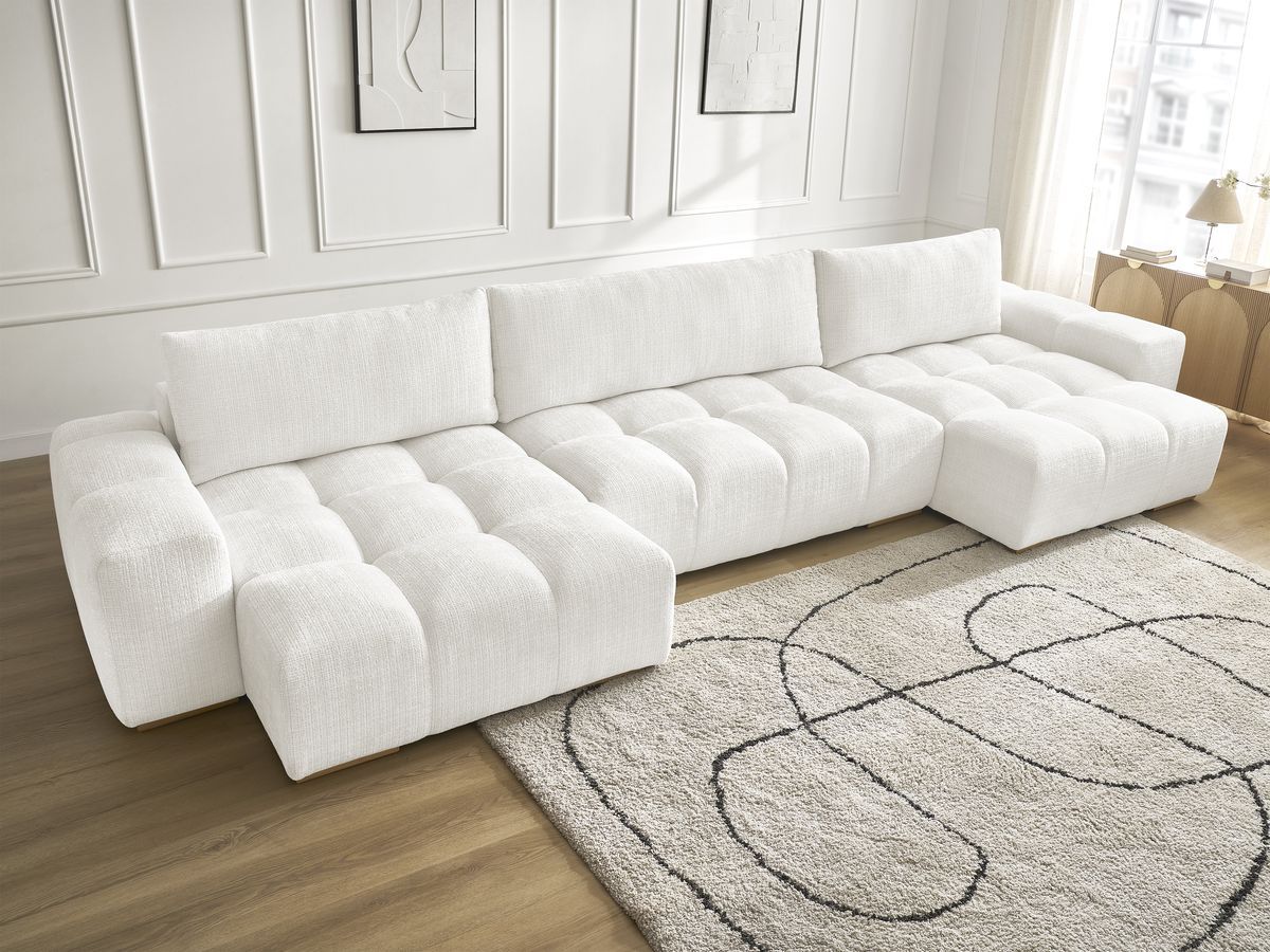 Bobochic Anakin Wohnlandschaft, 3 Kissen Strukturstoff Weiß