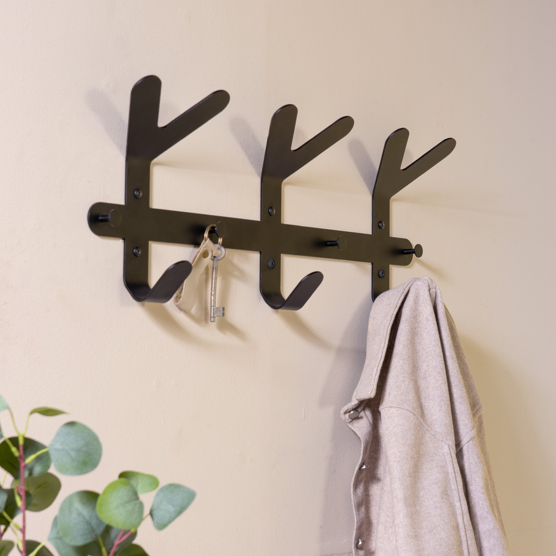 Spinder Design Drei Wandhaken Frondo Schwarz