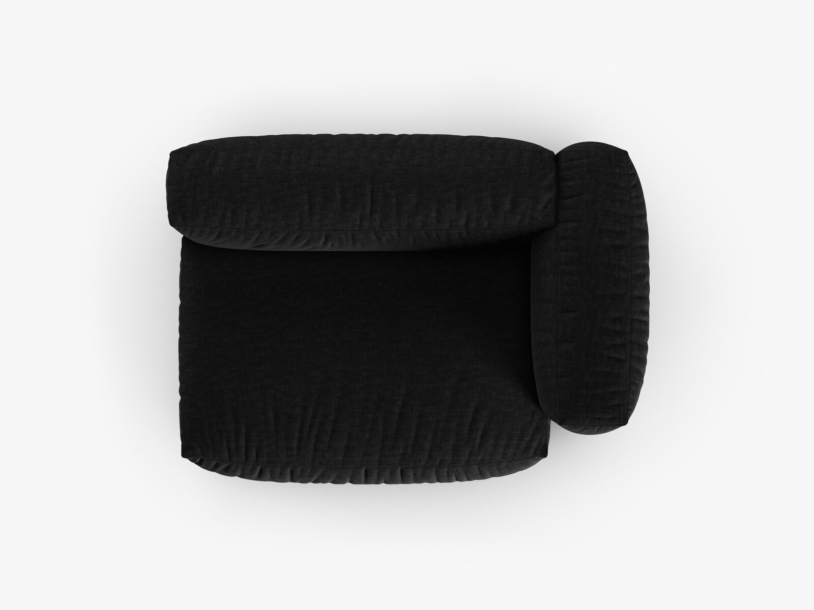 Micadoni Eckmodul mit Armlehne Martina 1-Sitzer Groß 90cm Sitztiefe Rechts Strukturierter Stoff Boston Schwarz