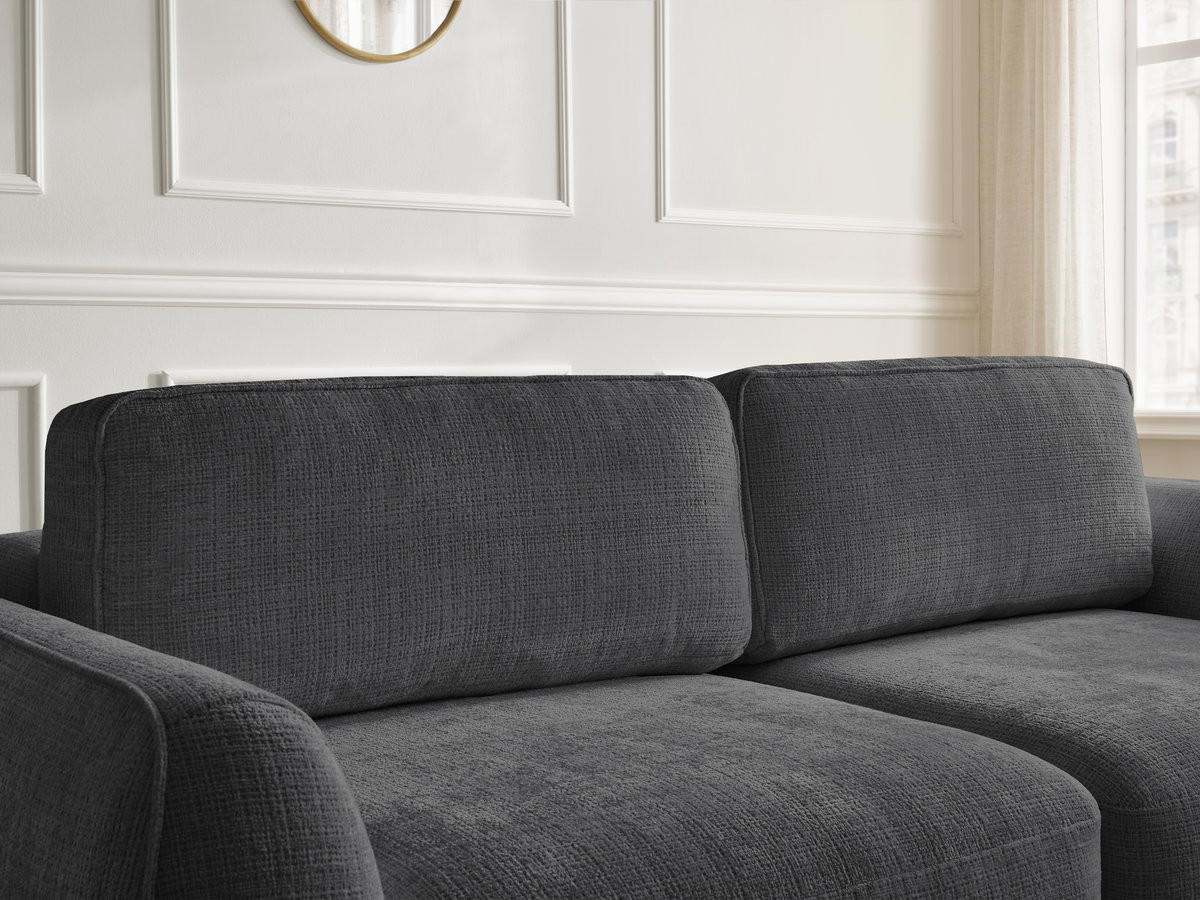 Bobochic Denise Schlafsofa 3-Sitzer mit Bettkasten Strukturstoff Schwarz