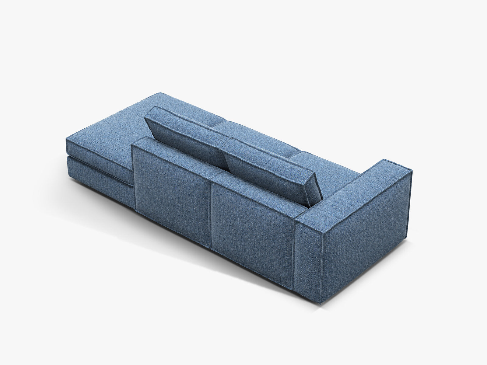 Micadoni modulares offenes Sofa Pola 3-Sitzer Rechts Strukturierter Stoff Babel Dunkelblau
