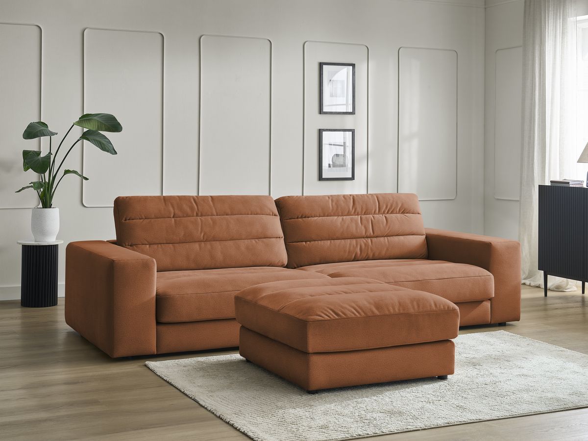 Bobochic Sierra Sofa 4-Sitzer mit Pouf Samt Orange