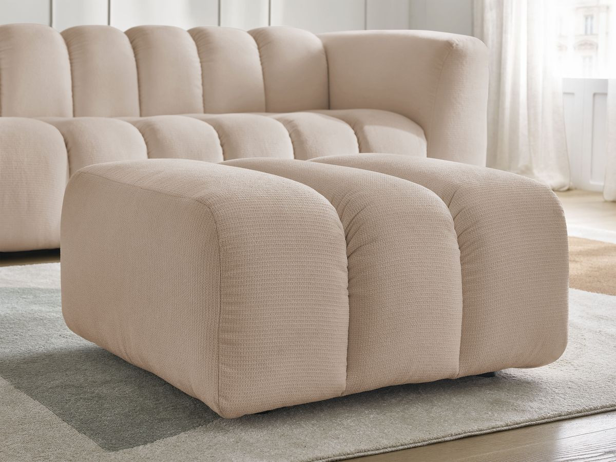 Bobochic Talia Sofa 3-Sitzer mit Pouf Melange-Stoff Beige