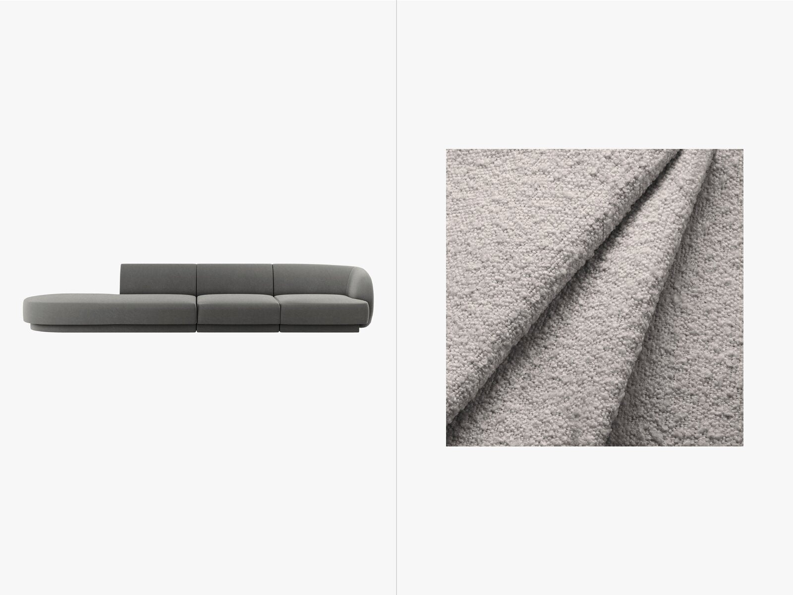 Micadoni Sofa Miley 4-Sitzer Links Boucle Baloo Hellgrau