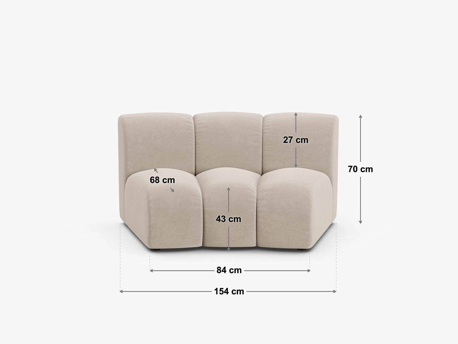 Micadoni Modul Armlos Lupine 1-Sitzer Large Samt Salvador Koralle