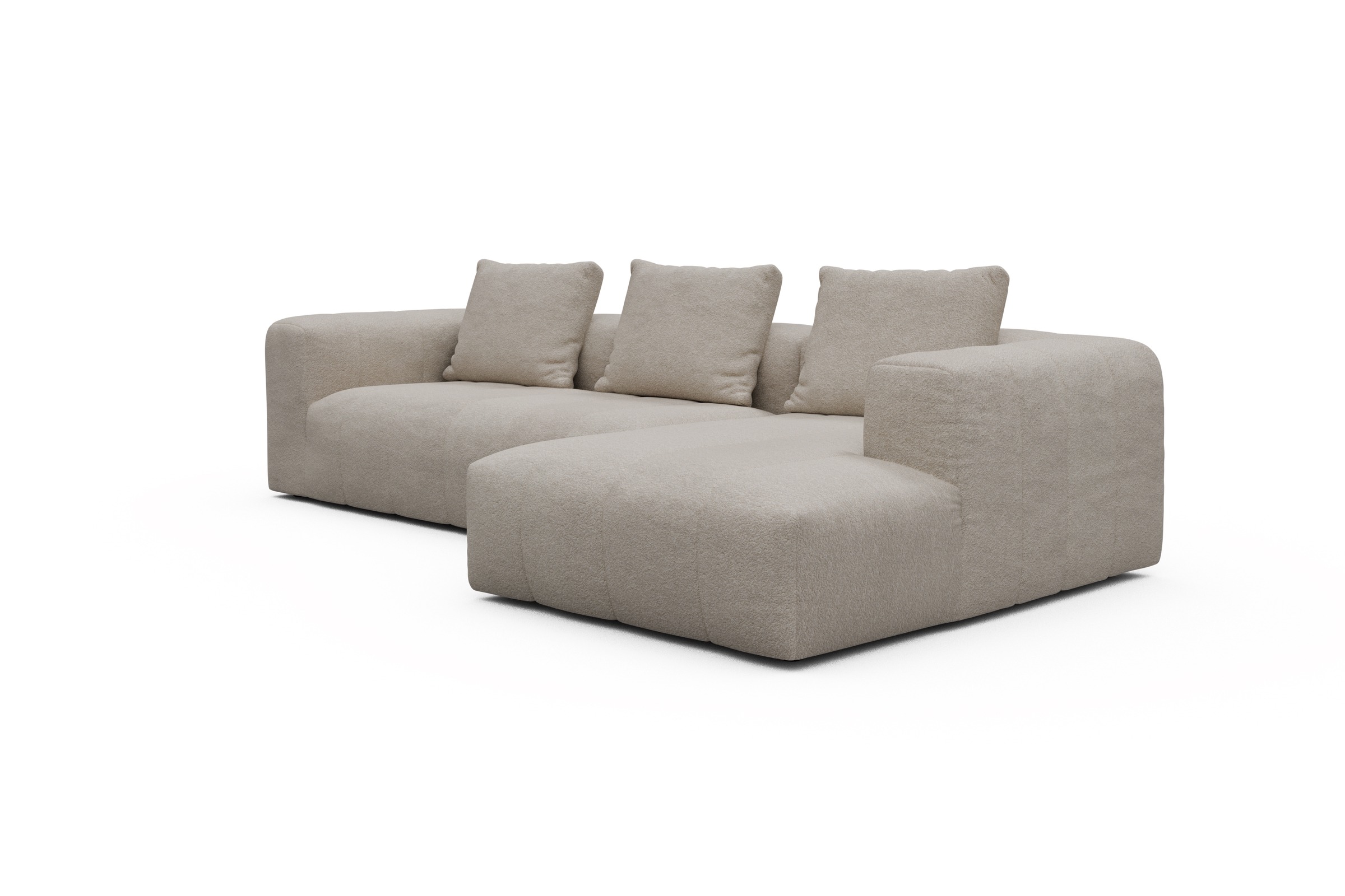 Ecksofa Hugo 2,5-Sitzer Armlehne links mit Chaiselongue Aivi-Lace-Beige