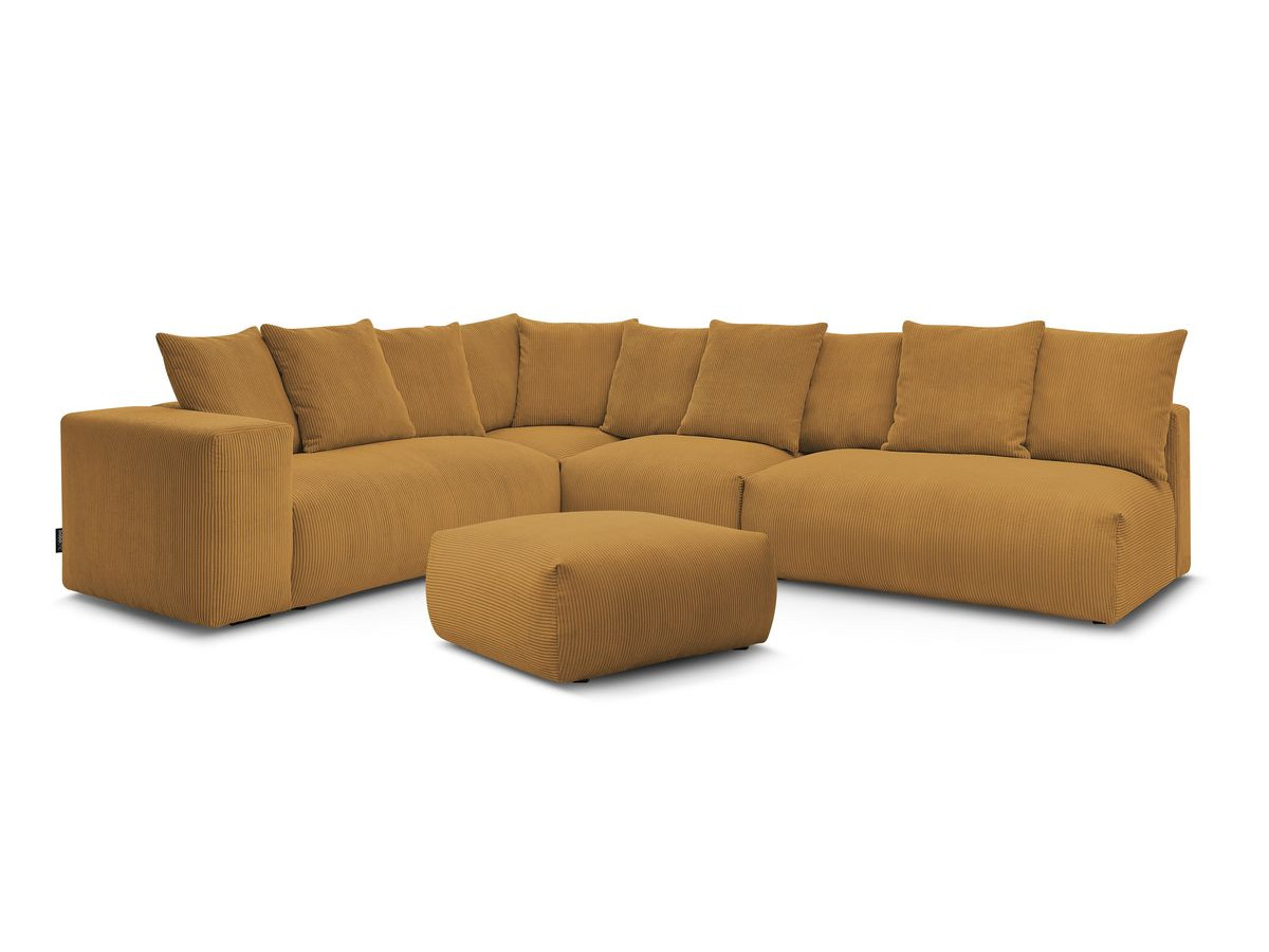 Bobochic Voltaire Ecksofa mit Pouf 322 × 268 cm Cordsamt Gelb Ecke links