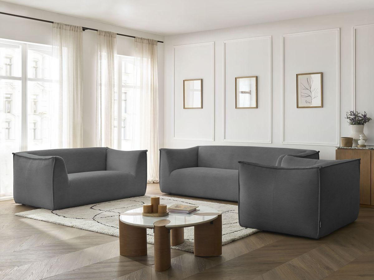 Bobochic Giorgia Sofa 5-Sitzer 534 × 100 cm Cordsamt Dunkelgrau