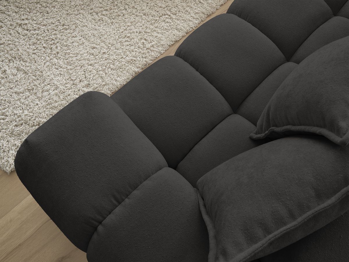 Bobochic Everest Ecksofa, 10 Kissen Strukturstoff Schwarz Ecke links