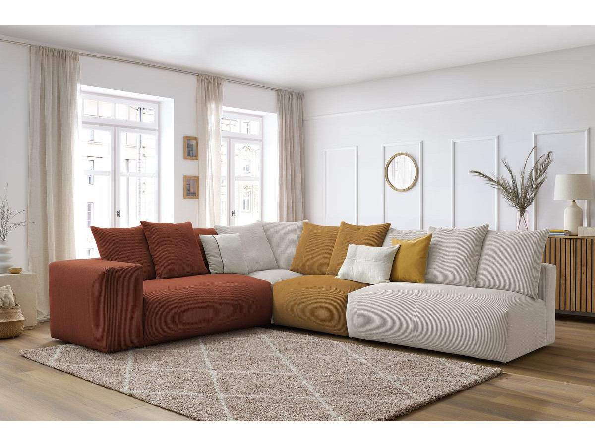 Bobochic Voltaire Ecksofa 322 × 268 cm Cordsamt Mehrfarbig Ecke links