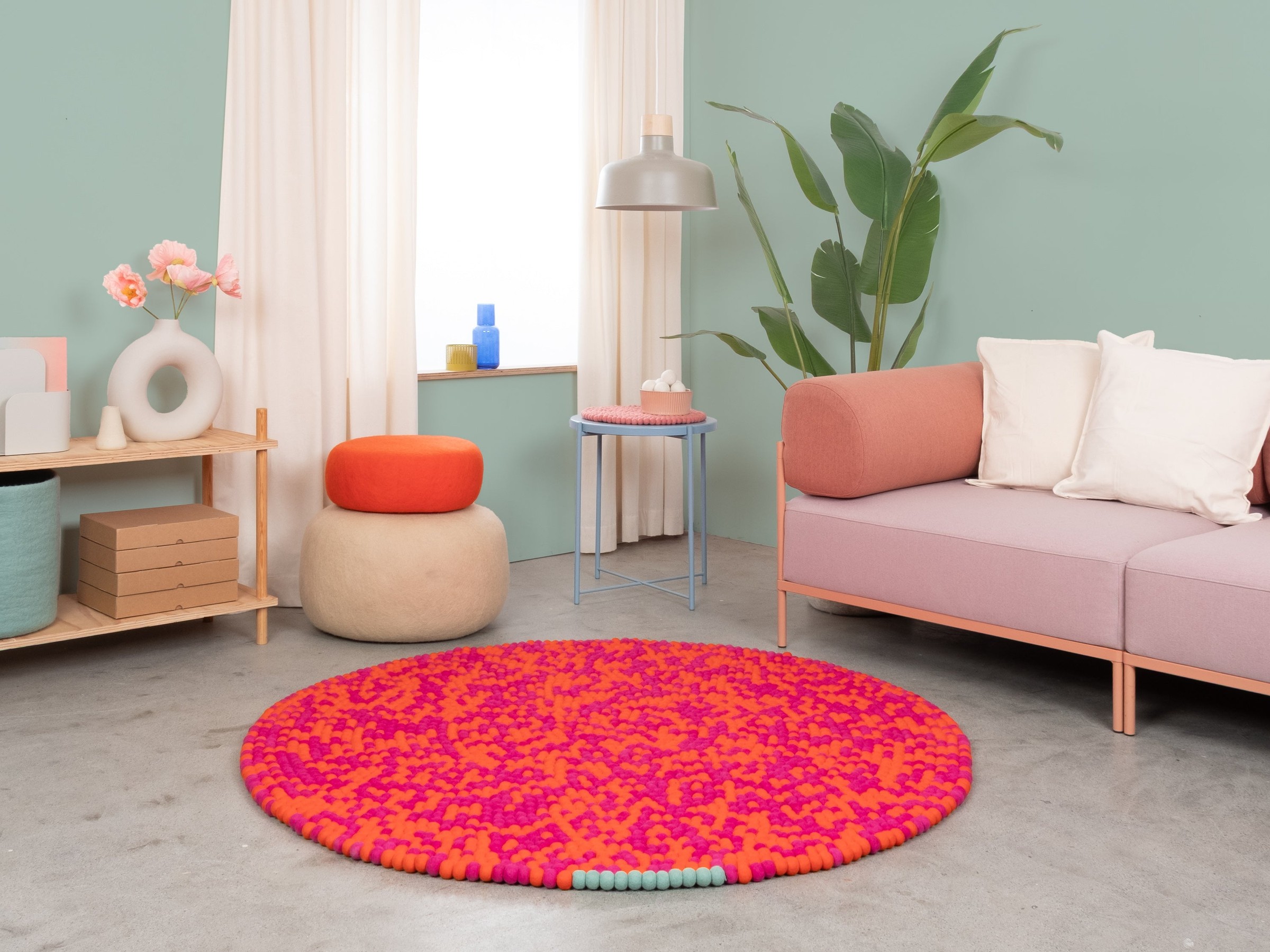 myfelt Lava Filzkugelteppich Orange rund Ø 50 cm