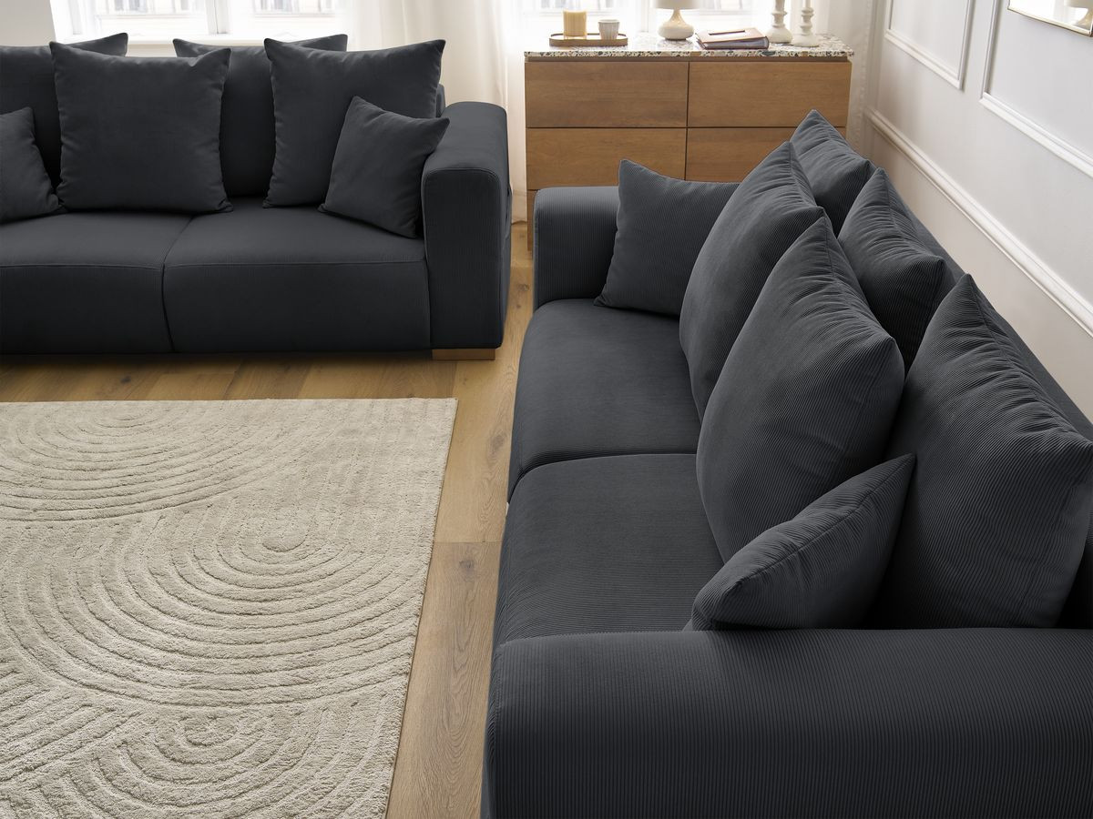 Bobochic Sidonie Sofa 5-Sitzer Cordsamt Schwarz