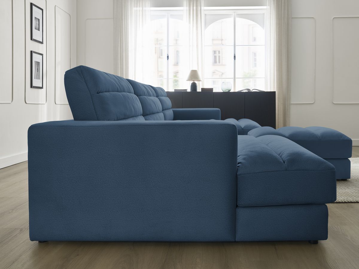Bobochic Sierra Wohnlandschaft mit Pouf Samt Dunkelblau