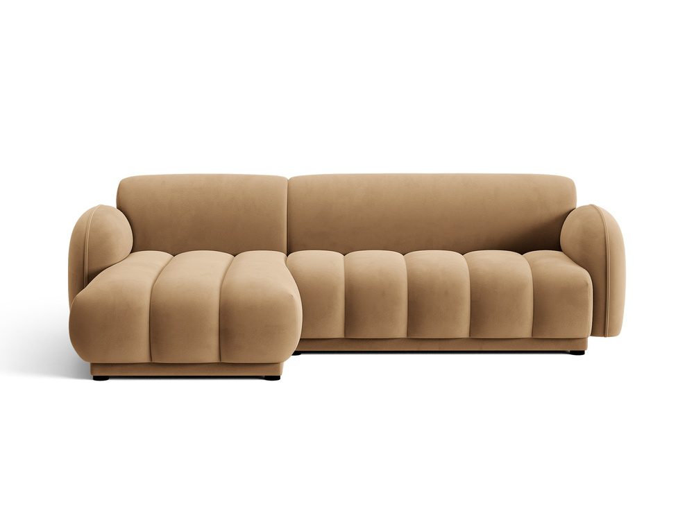 Cosmopolitan Design Ecksofa Bilbao 3-Sitzer Samt Casino Mandelbeige Links