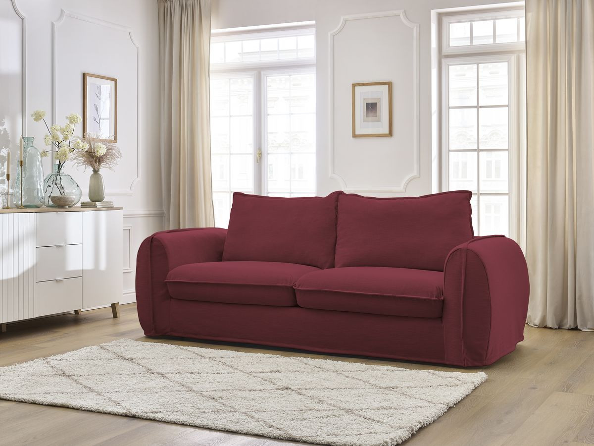 Bobochic Archimede Schlafsofa 3-Sitzer Stoff Rot, Liegefläche 160 × 194 cm