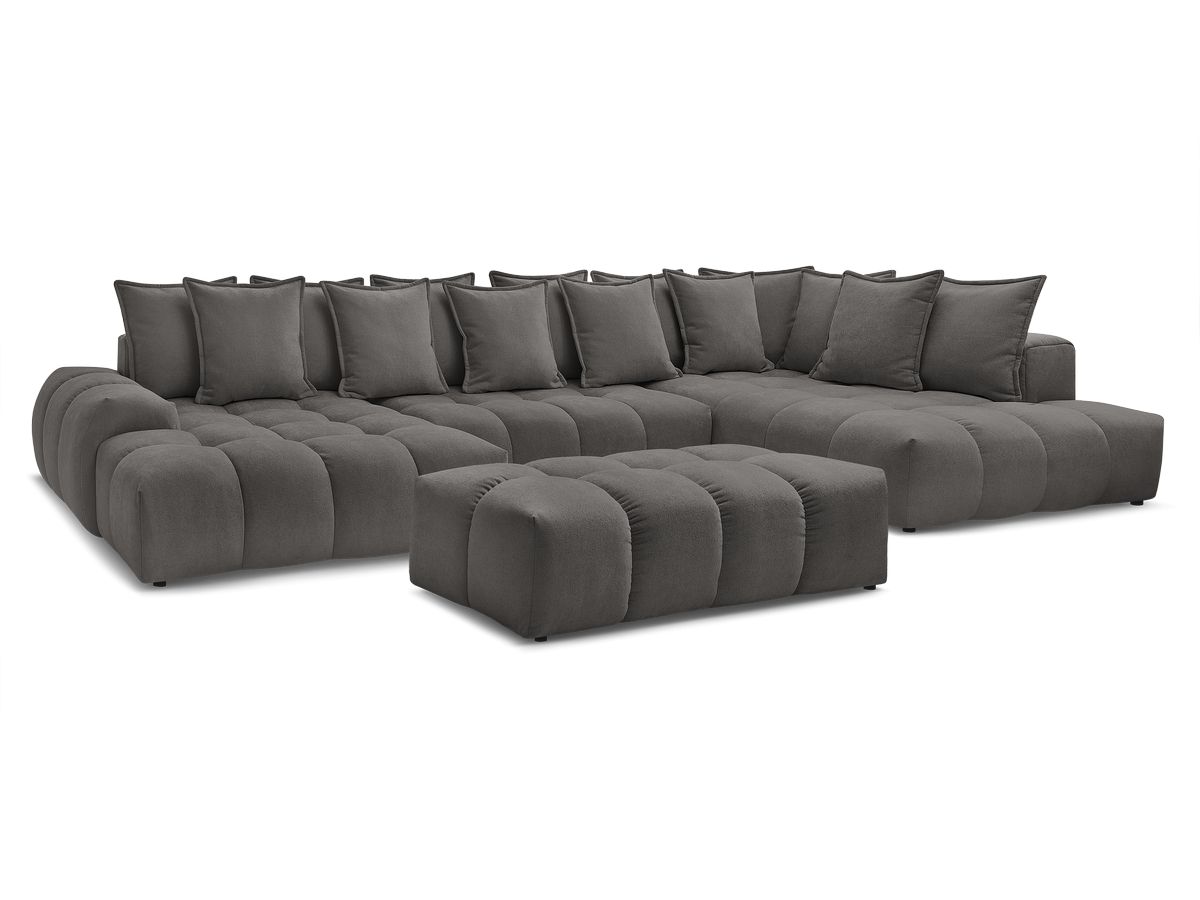 Bobochic Everest Wohnlandschaft mit Pouf, 14 Kissen Strukturstoff Dunkelgrau Ecke links