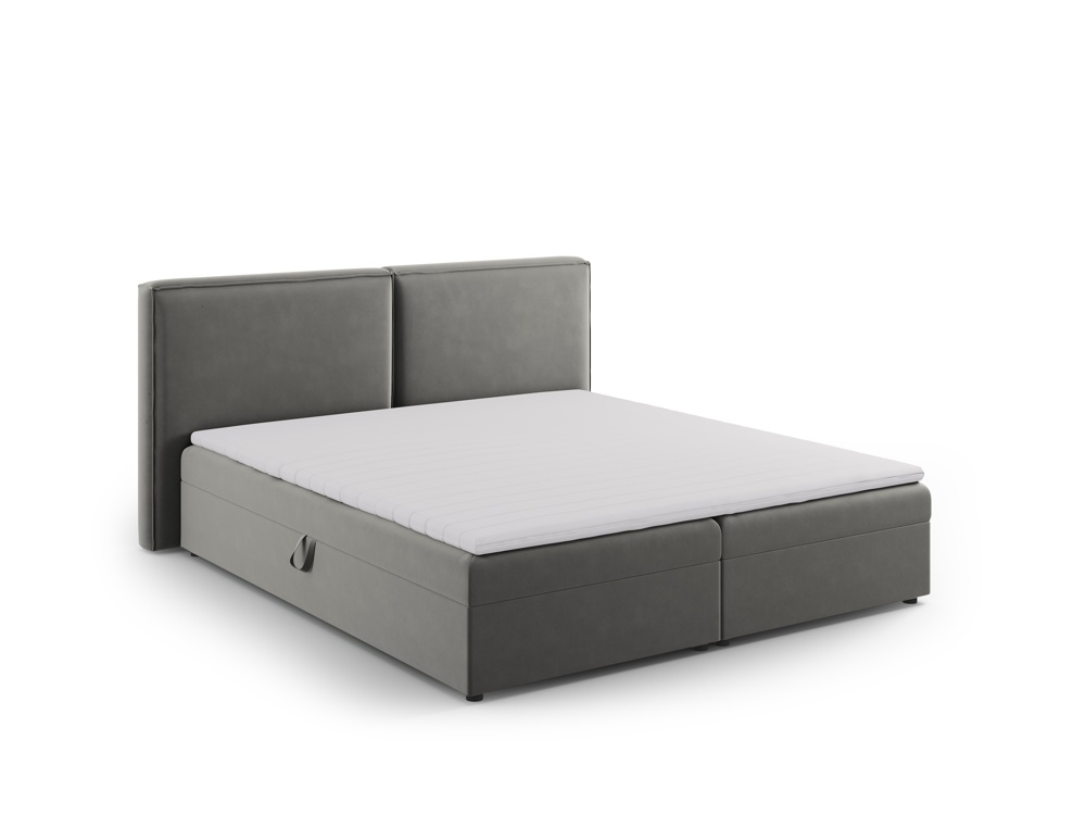 Cosmopolitan Design Boxspringbett Arendal 160x200 Samt Bluvel Hellgrau