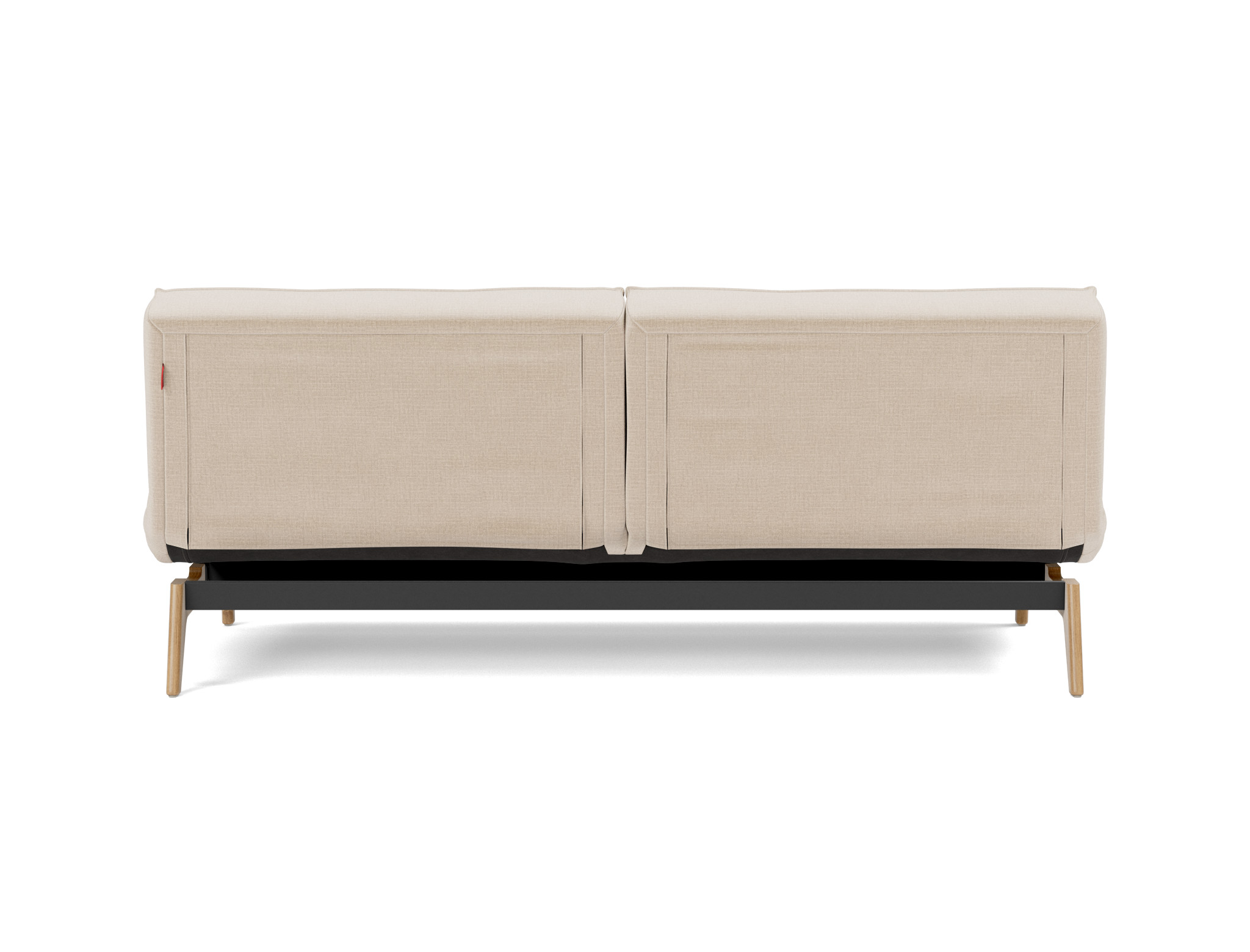 Schlafsofa Splitback Chenille Esina 410-Almond-Beige Beine Eiche