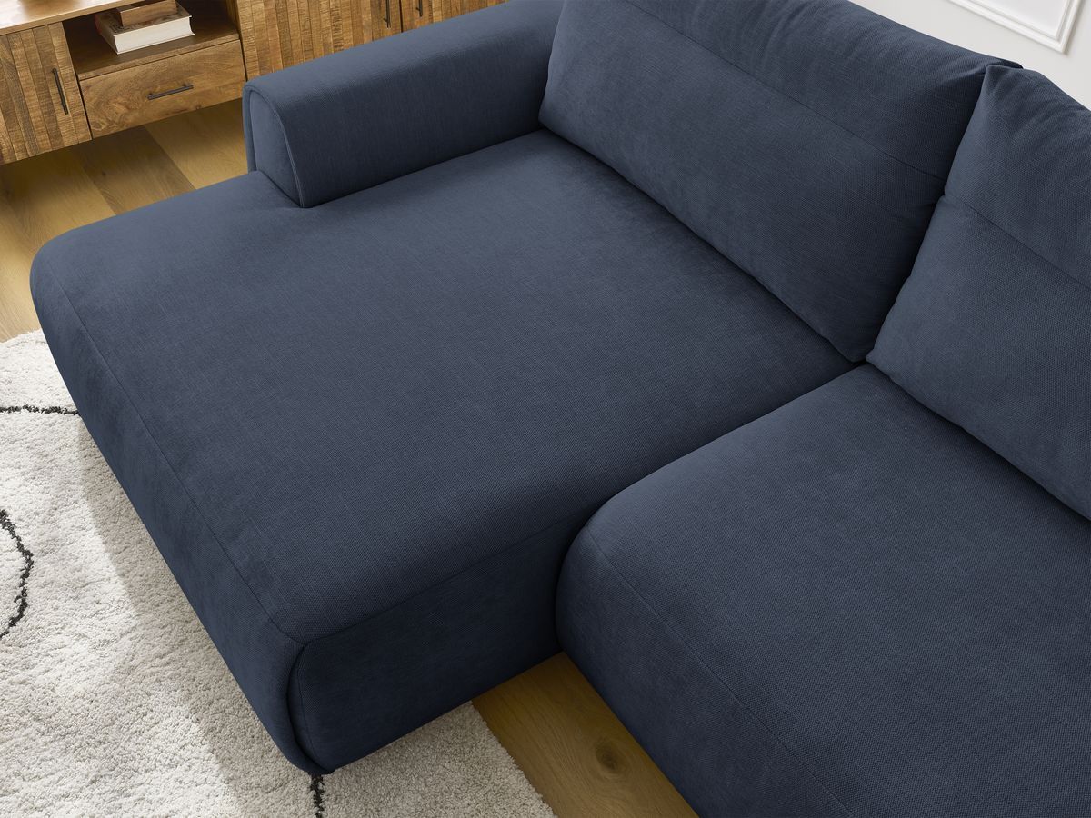 Bobochic Aden Ecksofa 293 × 152 cm Stoff Dunkelblau Ecke links