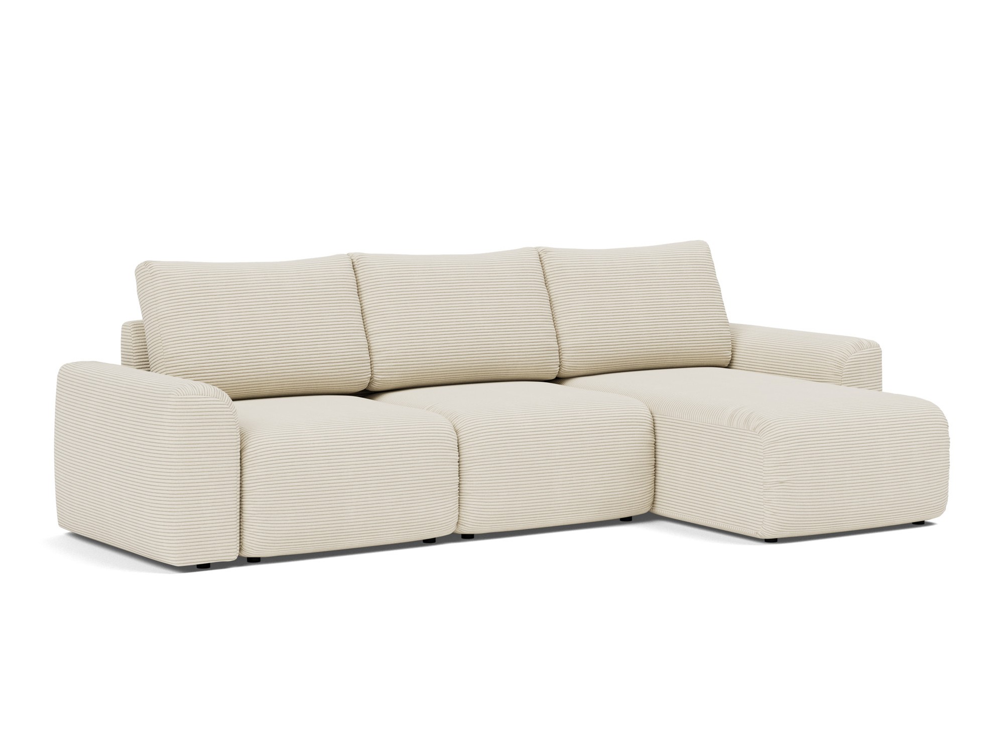 Schlafsofa Norum mit Chaiselongue und Chunky-Armlehnen Kord Corduroy 594-Ivory