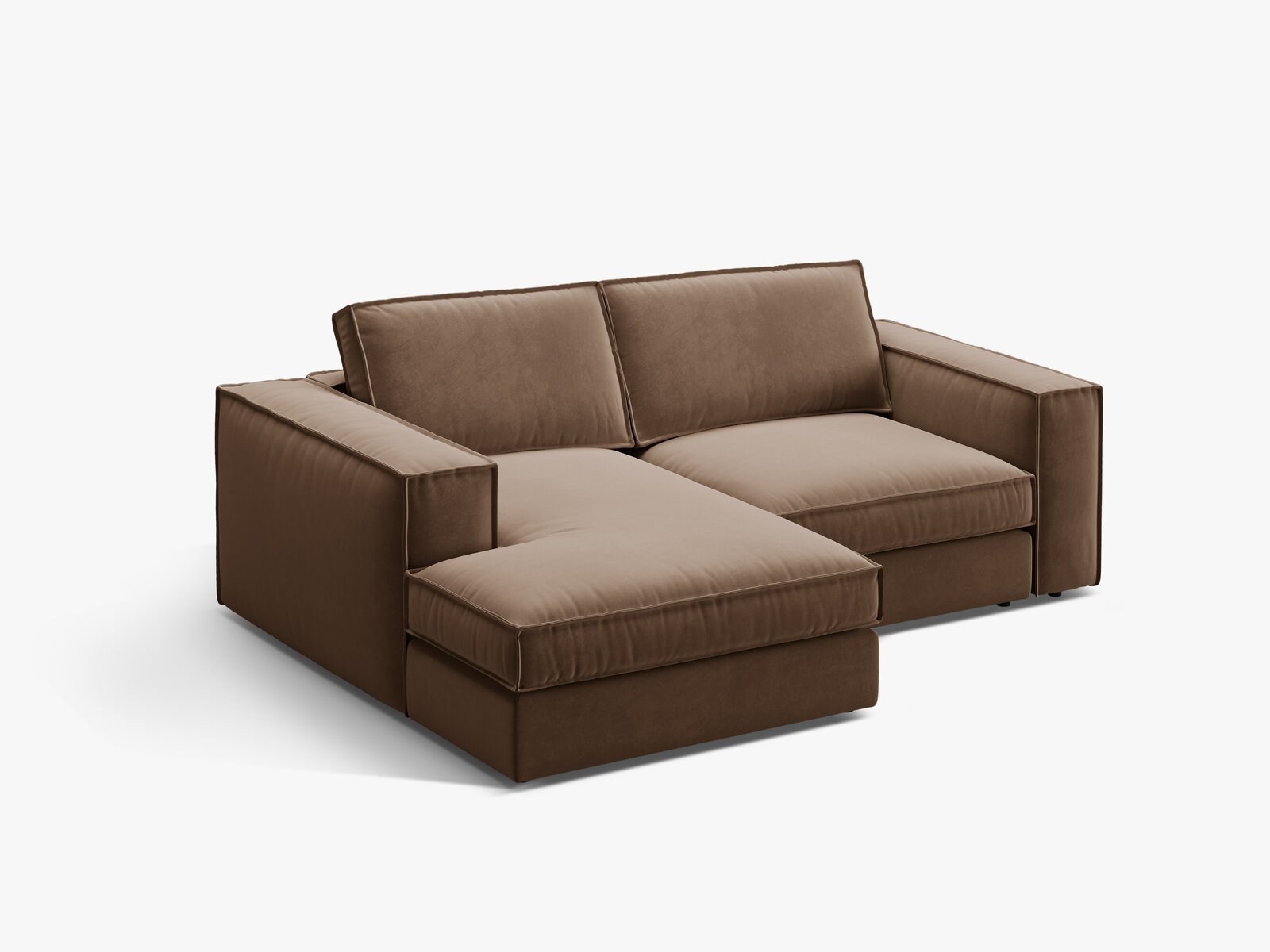 Micadoni modulares Ecksofa Pola 2-Sitzer kleine Version Links Samt Salvador Schokolade