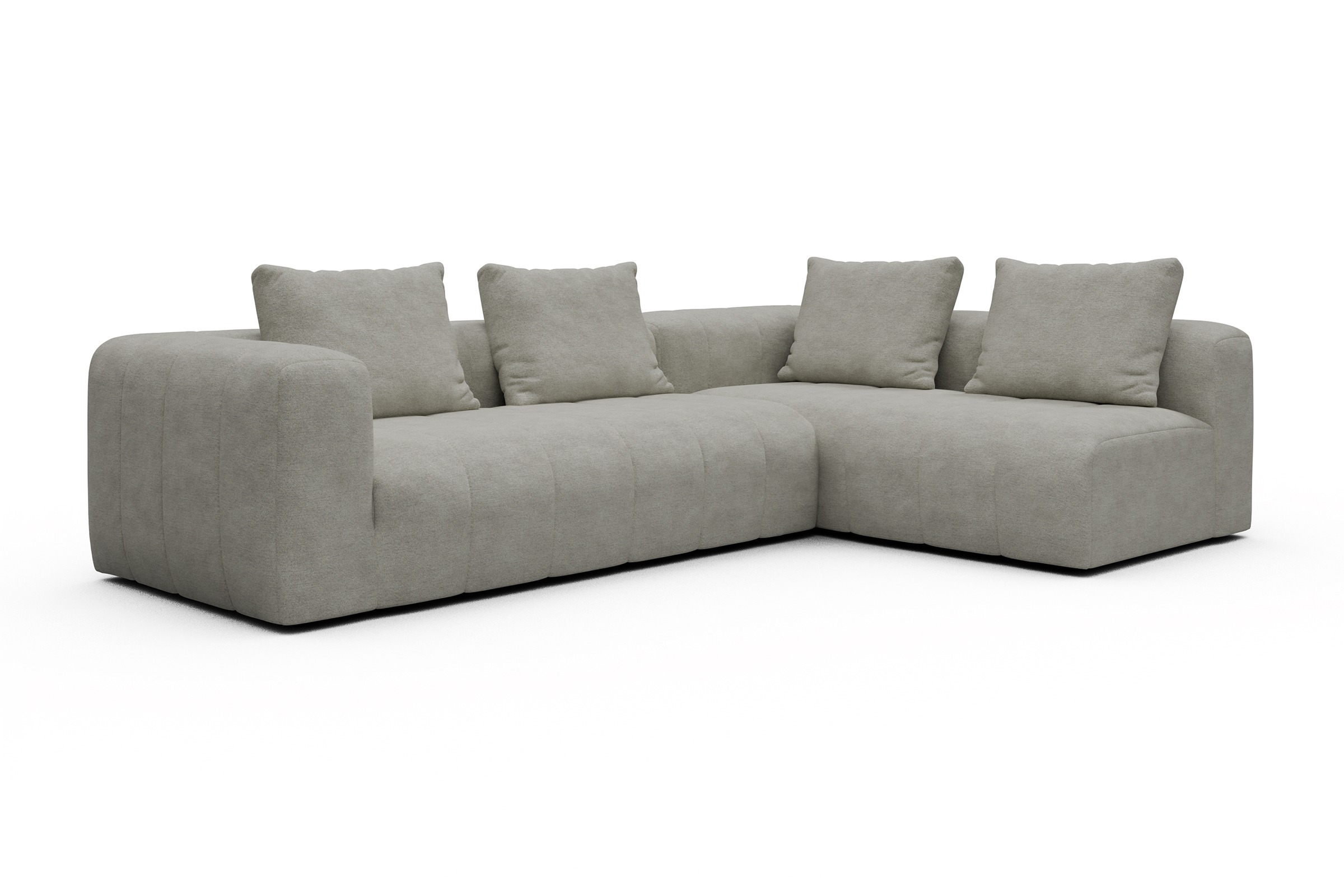 Ecksofa Hugo 2x 2,5-Sitzer Armlehne links Carreno-Moon-Stone-White