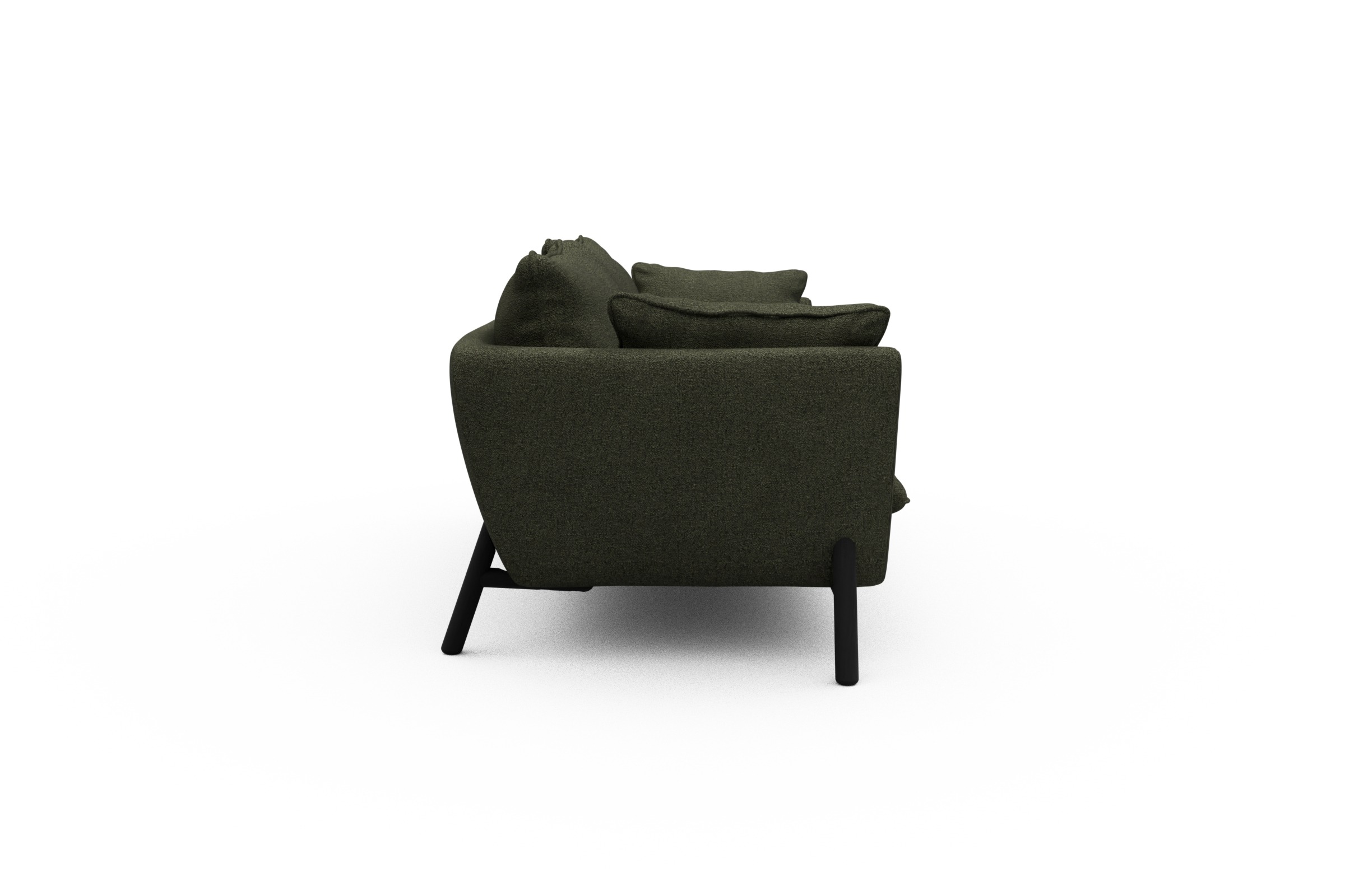 Sofa Emil PREMIUM 3-Sitzer Beinfarbe Eiche Schwarz Boucle-Forest-Green