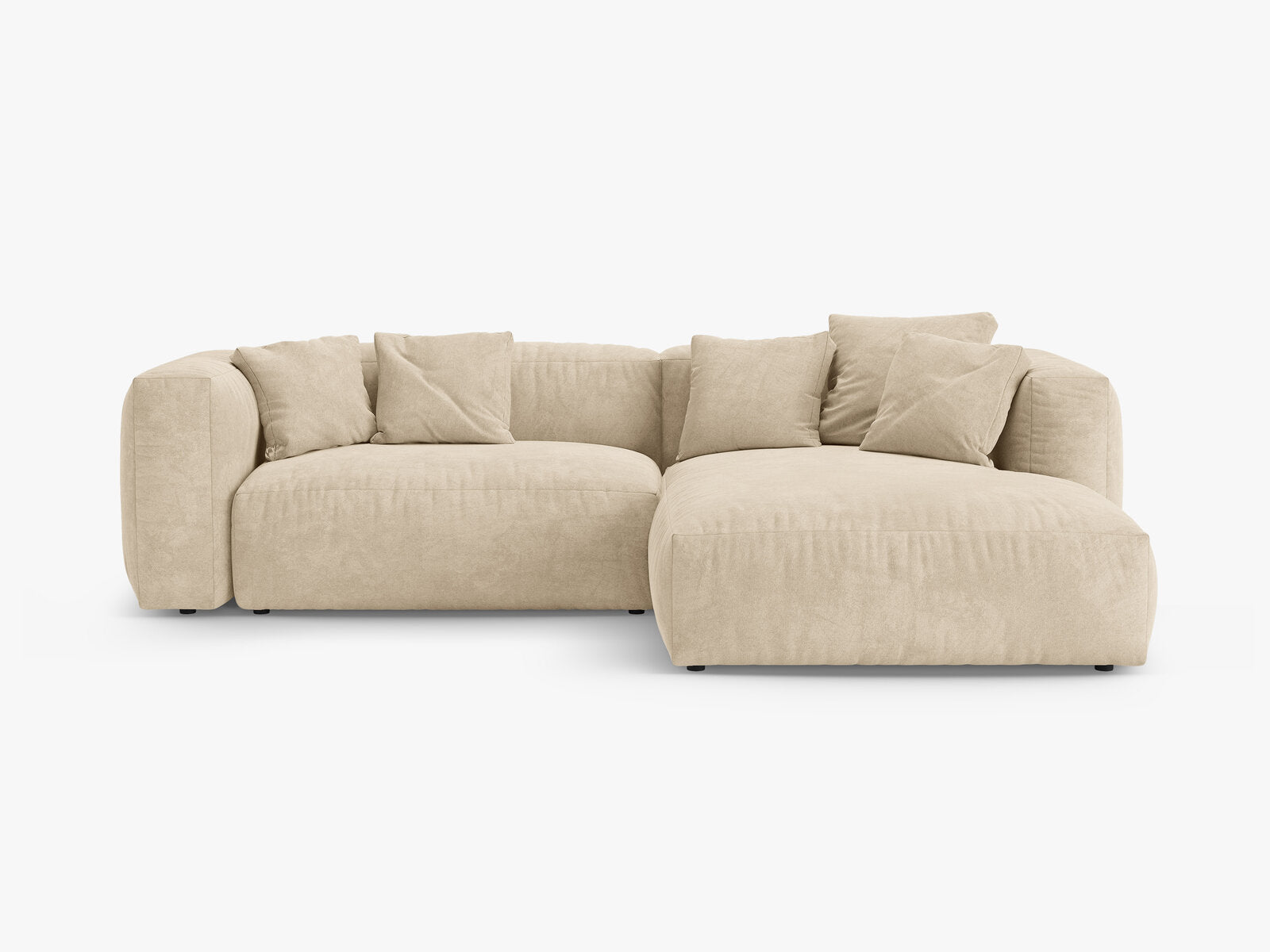 Micadoni Martina Ecksofa 4-Sitzer mit Schlaffunktion Rechts Samt Vogue Helles Beige