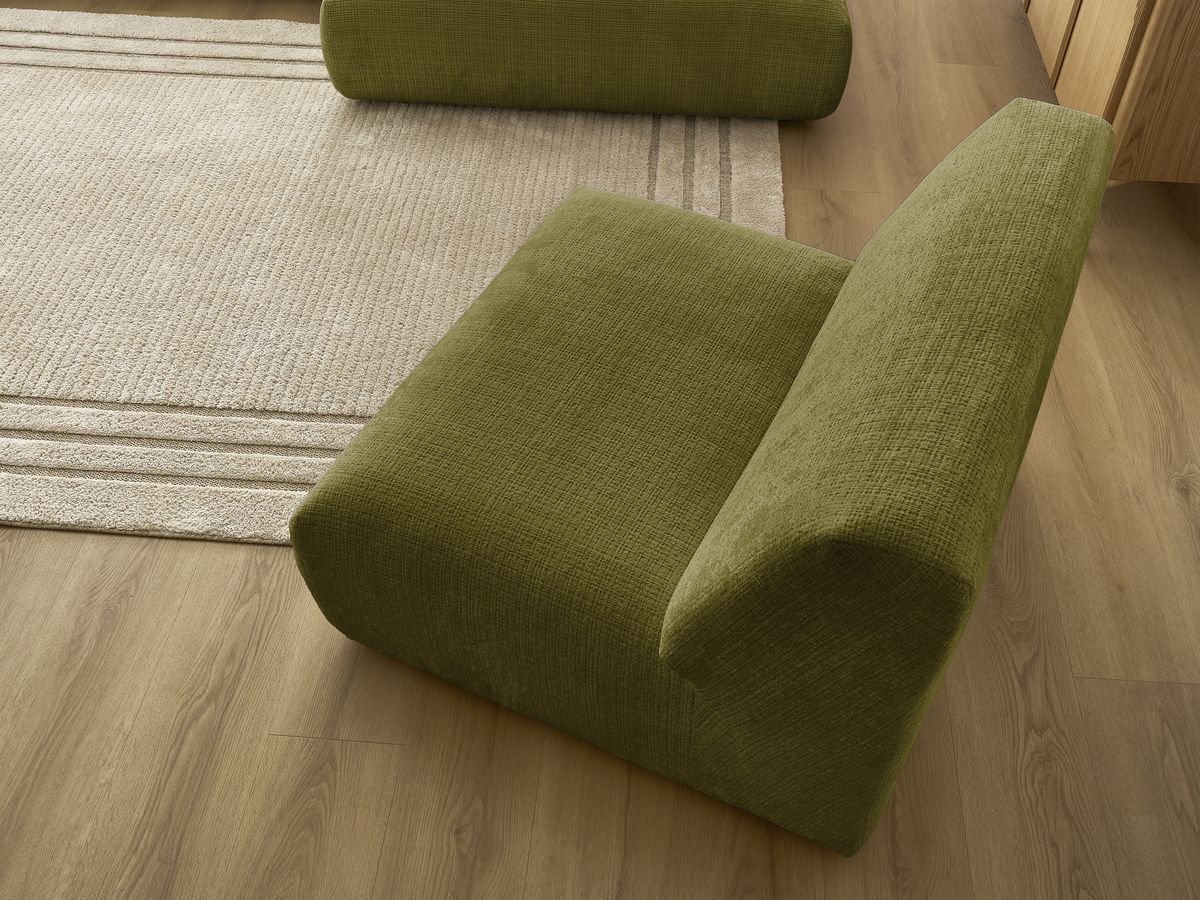 Bobochic Sirius Ecksofa 405 × 170 cm Strukturstoff Grün Ecke rechts