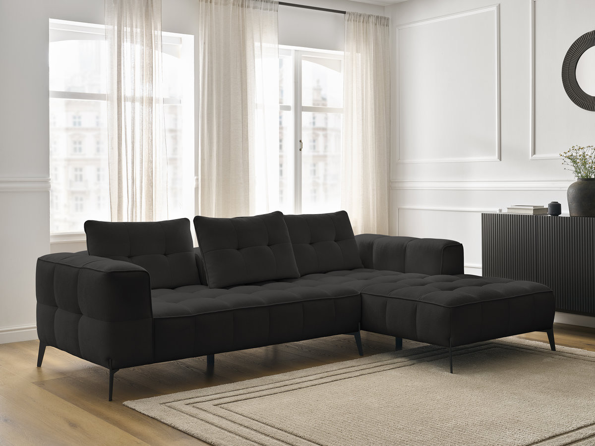 Bobochic Anis Ecksofa Strukturstoff Schwarz Ecke rechts