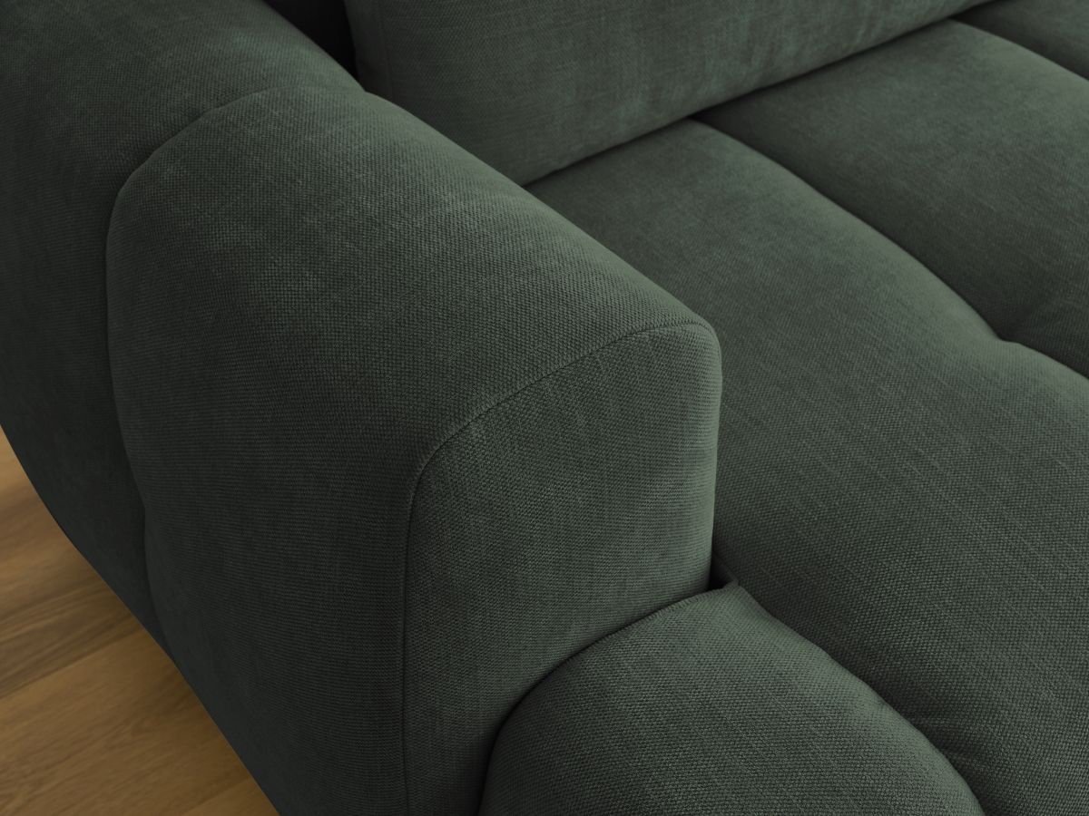 Bobochic Fuji Ecksofa mit Schlaffunktion und Bettkasten und Pouf 292 × 160 cm Stoff Grün Ecke rechts