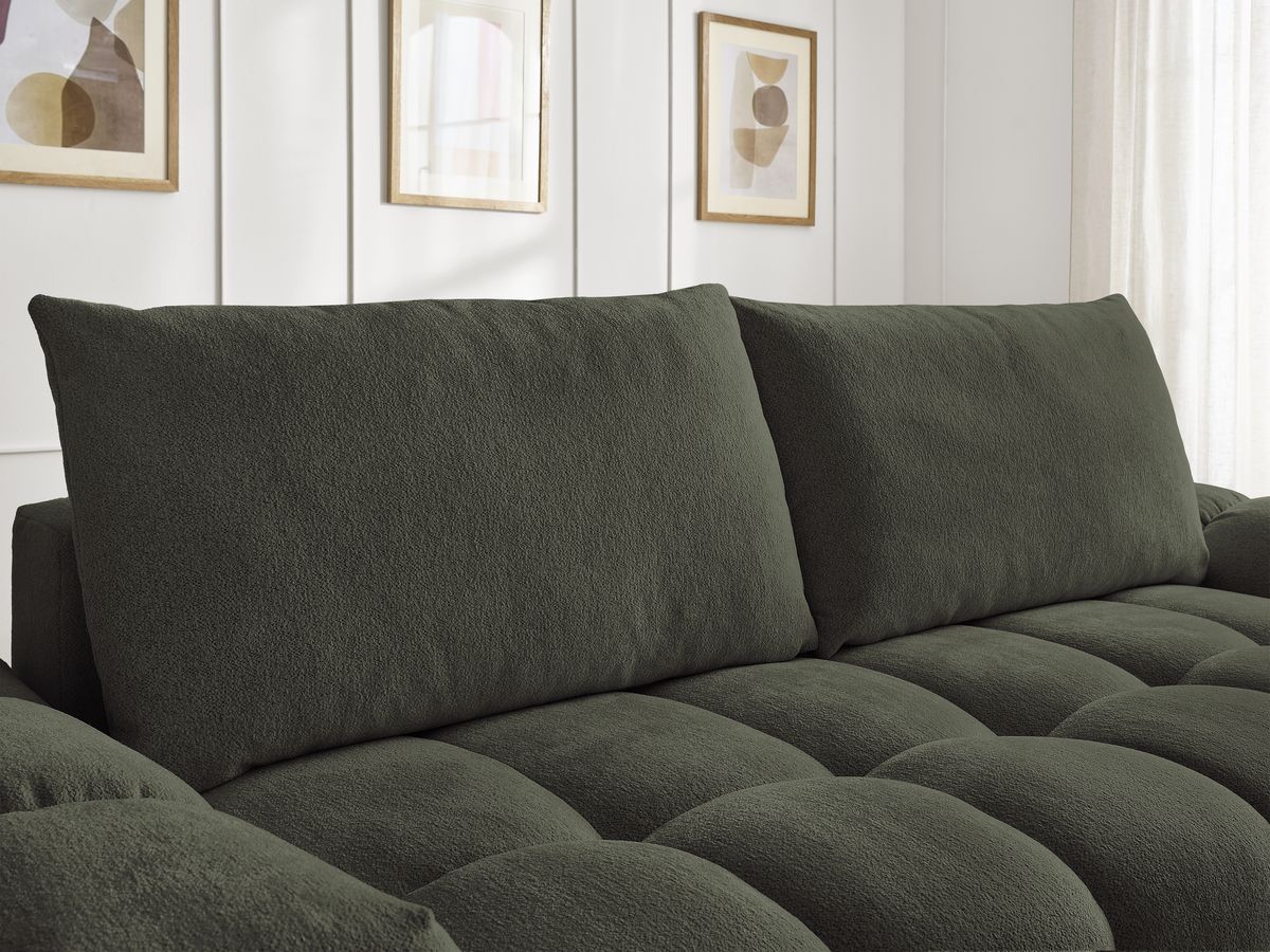 Bobochic Everest Sofa 3-Sitzer mit Pouf, 2 Kissen Melange-Stoff Grün