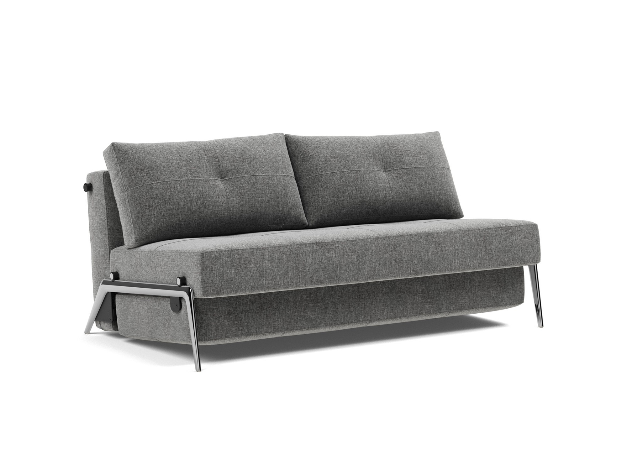 Schlafsofa Cubed 160 Strukturierter Stoff Twist 563-Charcoal Beine Aluminium