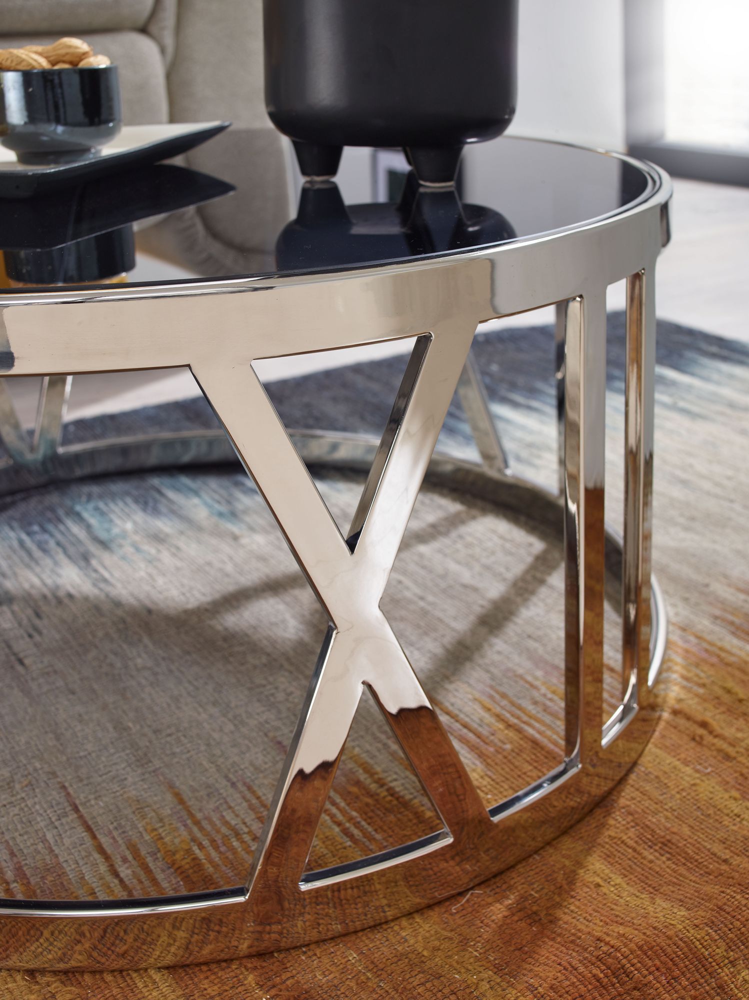 Couchtisch Vidimyri Glas Silber Ø 60 cm