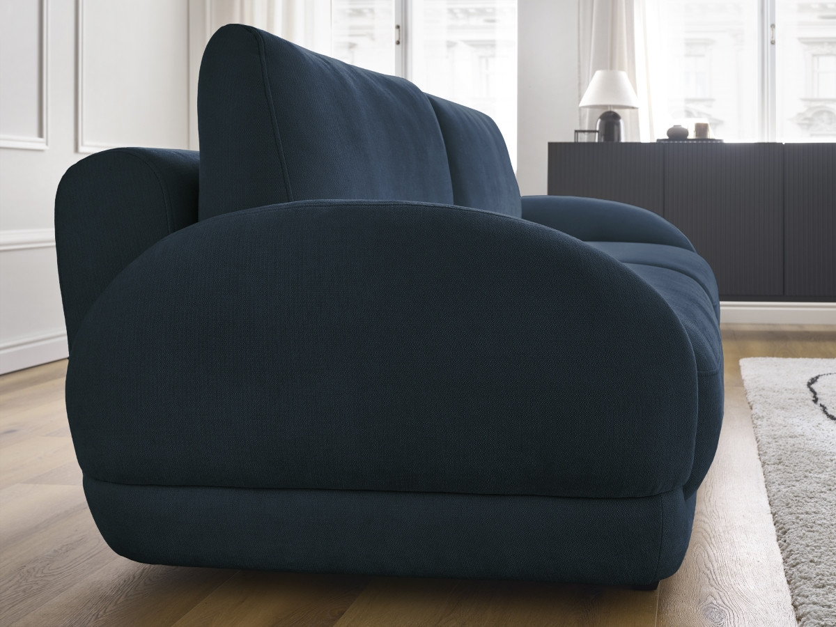 Bobochic Monica Schlafsofa 3-Sitzer mit Bettkasten Stoff Dunkelblau
