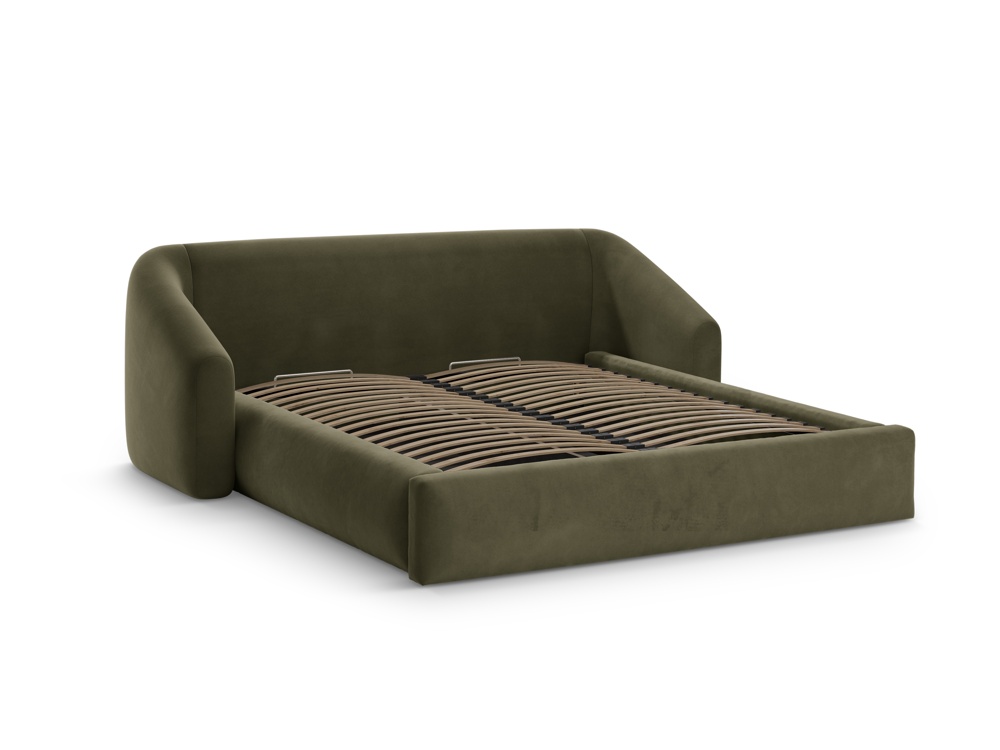 Cosmopolitan Design Stauraumbett mit Kopfteil Campi 140x200 Samt Bluvel Grün