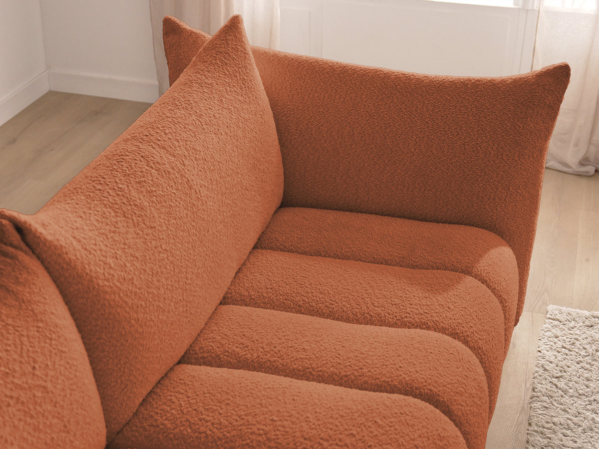 Bobochic Azra Ecksofa mit Pouf 325 × 112 cm Bouclé-Stoff Orange Ecke rechts