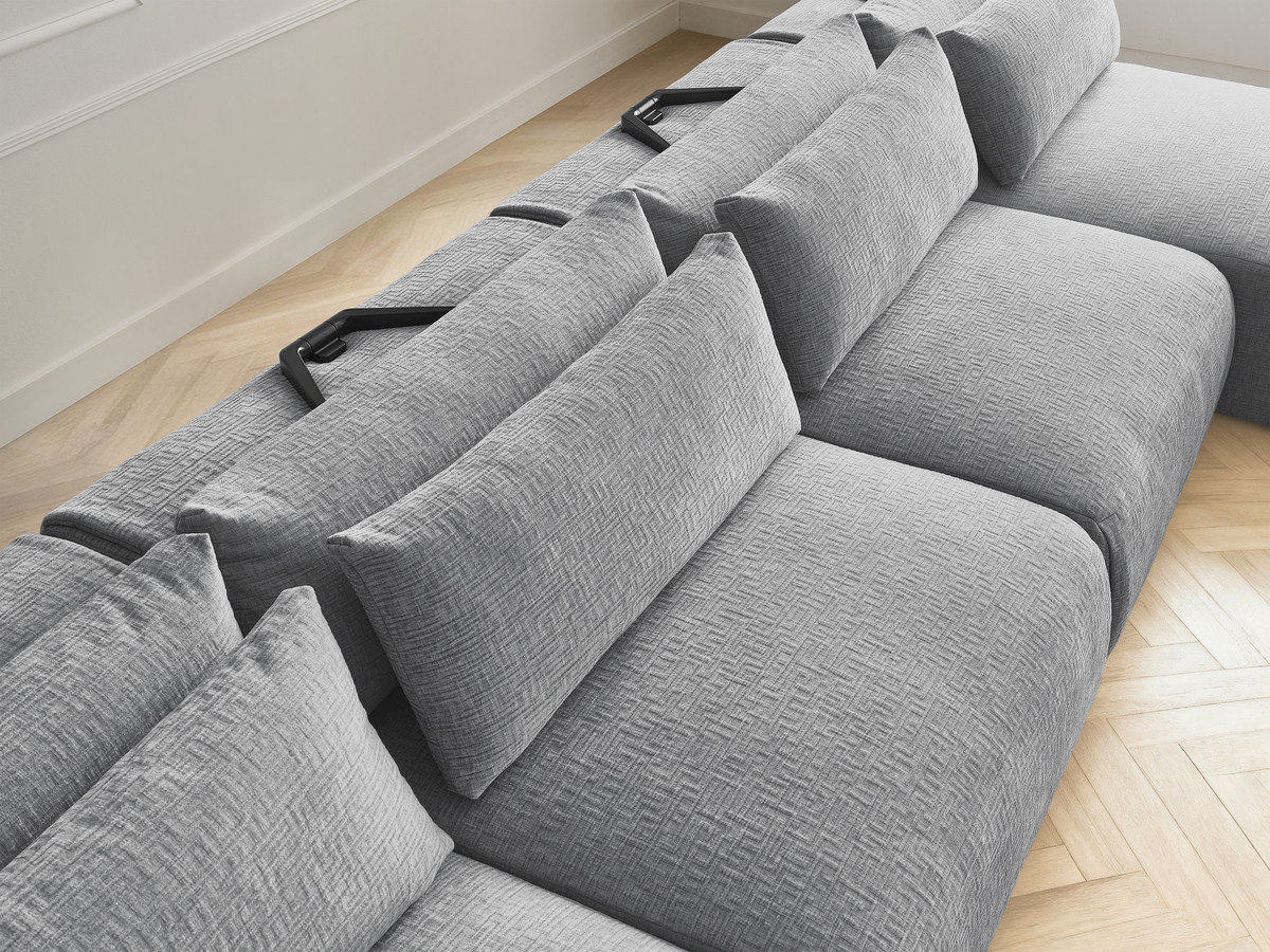 Bobochic Jana Wohnlandschaft mit kleinem Pouf Strukturstoff Dunkelgrau