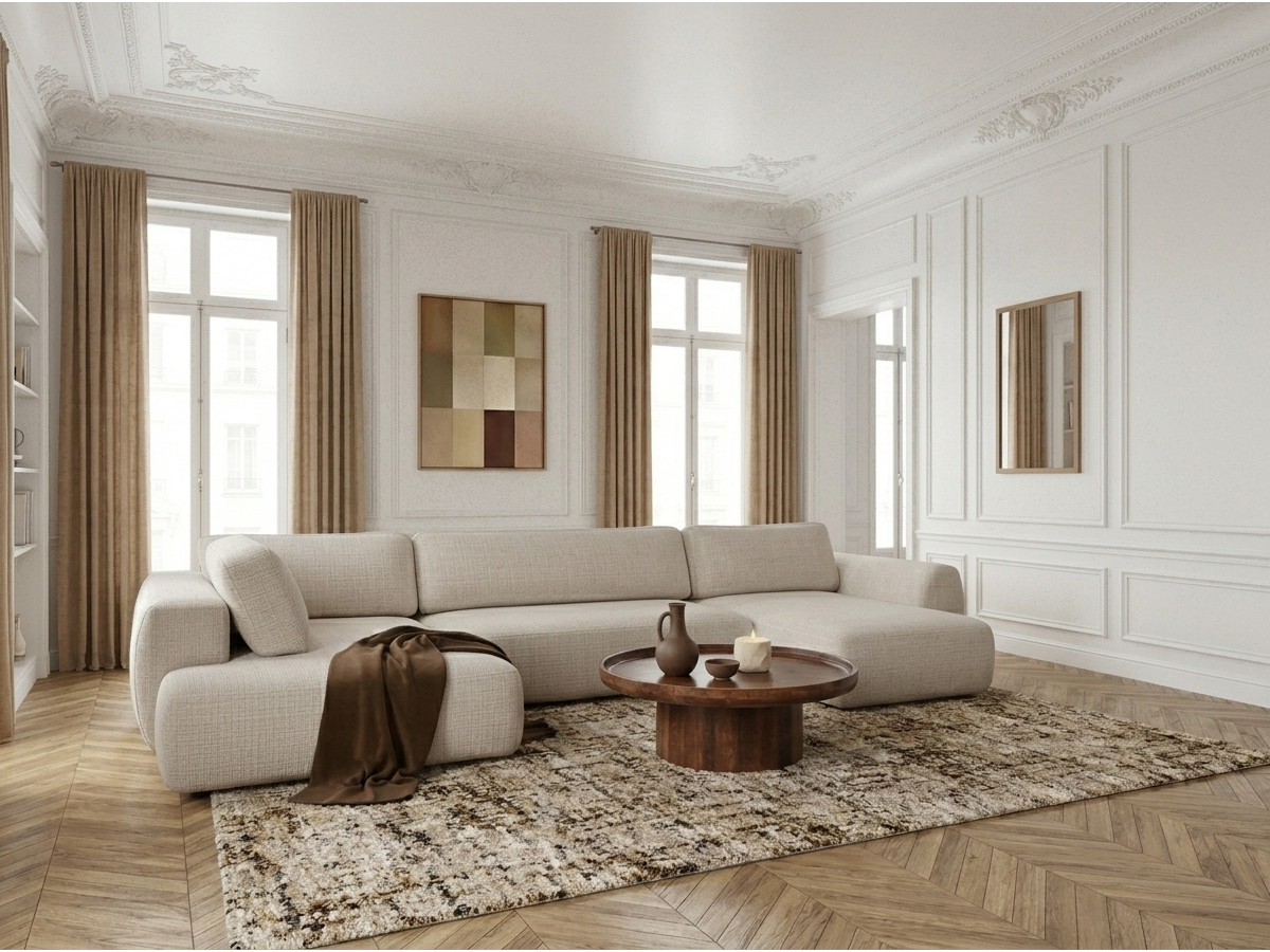 Bobochic Denise Wohnlandschaft Strukturstoff Beige Ecke rechts
