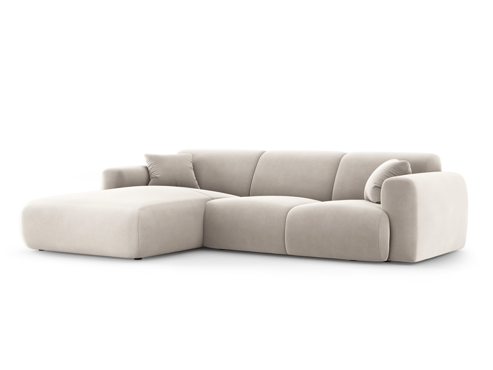 Cosmopolitan Design Ecksofa Nolio 4-Sitzer Samt Casino Helles Beige Links