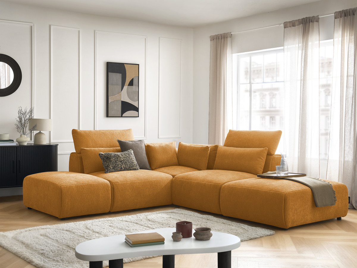 Bobochic Jana Ecksofa Strukturstoff Gelb