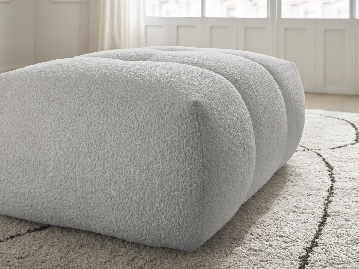 Bobochic Fuji Pouf Bouclé-Stoff Hellgrau