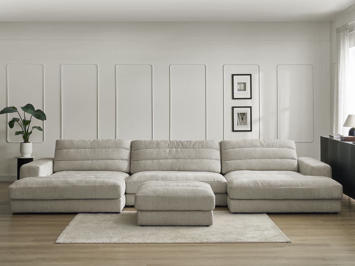 Bobochic Sierra Wohnlandschaft mit Pouf Strukturstoff Taupe