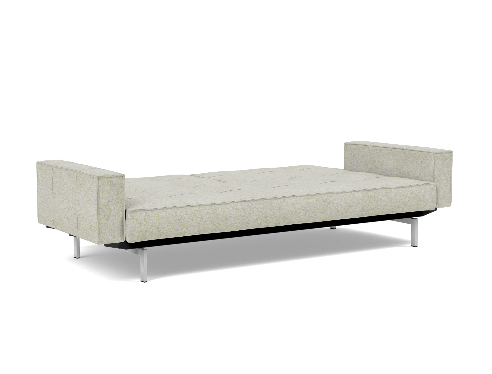 Schlafsofa Splitback mit Armlehnen Flachgewebe Avella 280-Sand Beine Chrom