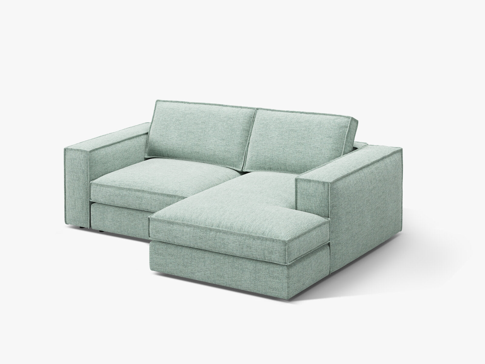 Micadoni modulares Ecksofa Pola 2-Sitzer kleine Version Rechts Strukturierter Stoff Babel Minze